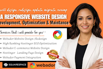 design or redesign webador website, hostinger, wordpress, squarespace, wix