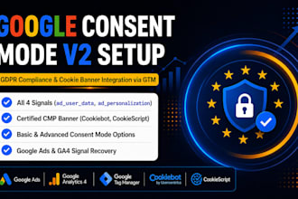 setup google consent mode v2 and cookie consent banner via GTM