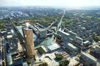 deliver professional 3d city blocks in revit, cityscape illustration, skyscraper
