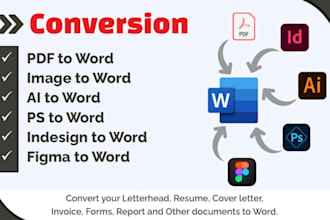 convert pdf to word, figma to word, indesign to word
