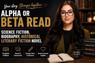 alpha or beta read science fiction, biography, historical literary fiction novel
