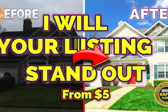 do hdr real estate photo editing, sky replacement, flambient
