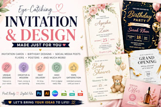 design unique birthday cards, wedding cards, invitation cards