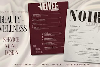 design a custom beauty salon, spa, or beauty service menu