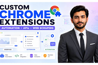 develop a custom chrome extension for automation, apis, or web scraping