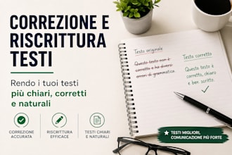 correggo e riscrivo i tuoi testi in italiano