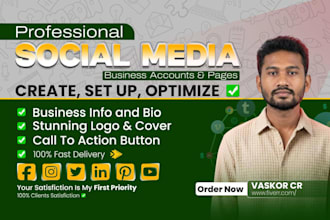 create and set up any social media pages professionally