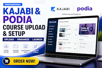 do kajabi course upload, podia online course platform