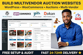 build auction website marketplace bidding website wordpress multivendor website