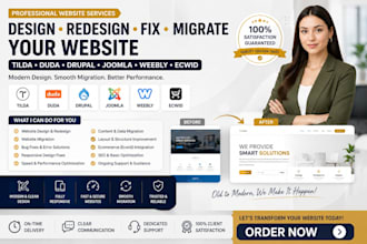 design redesign fix migrate your tilda duda drupal joomla weebly ecwid website
