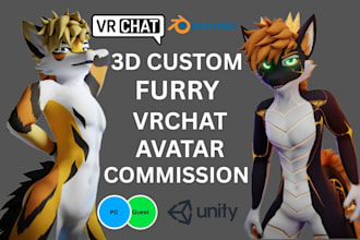 do custom vrchat furry avatar 3d model vrchat anime nsfw model avatar rigging