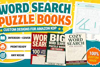 create custom word search puzzle book interior and cover for amazon KDP