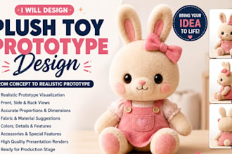 design a professional plush toy prototype from your concept or character