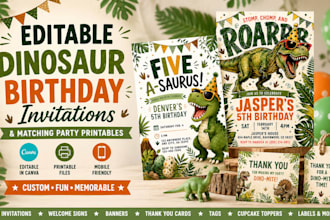 design editable dinosaur birthday invitations and matching party printables