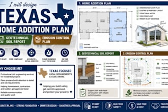 design texas home addition plan geotechnical soil repot erosion control plan