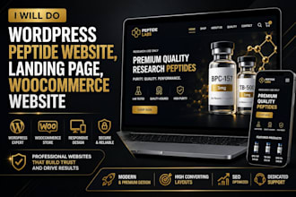 design wordpress peptide website, landing page or woocommerce website