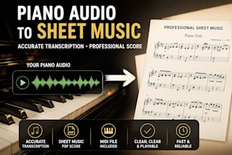 transcribe piano audio to sheet music, midi and piano score