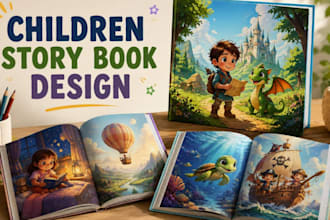 design children storybook, educational learning book, activity or religious book