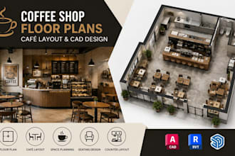 design coffee shop floor plans, café layout and architectural cad