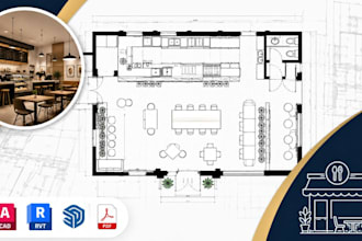 design café floor plans, restaurant layout and commercial cad drawings