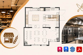 design bakery floor plans, commercial kitchen layout and cad drawings