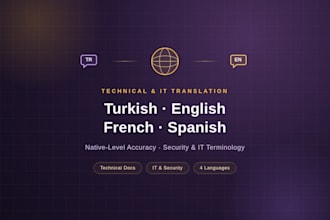 translate technical IT or security docs turkish english french and spanish