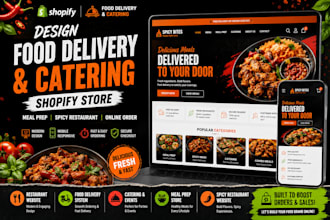 design food delivery catering shopify store meal prep spicy restaurant website