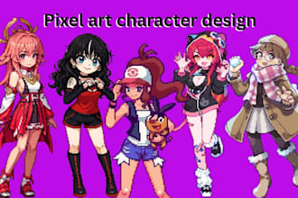 design 16x16 to 32x32 anime 2d pixel art sprite sheet character design for games