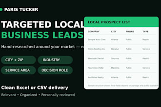 build targeted local business lead lists with contact research