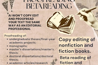 proofread, copy edit and beta read