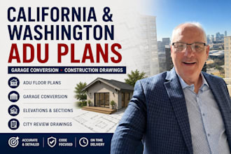 draw ca, california and washington adu and garage conversion plans