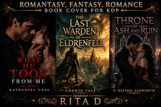 design a romantasy, fantasy, or romance book cover for kdp