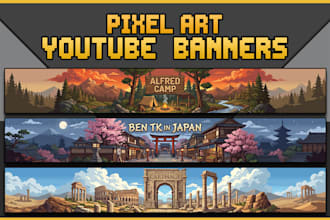 create a custom pixel art youtube banner and channel art