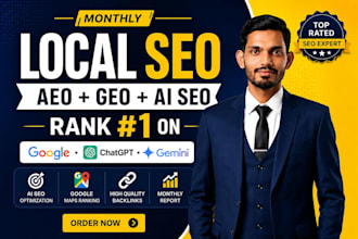 monthly local SEO for google and gmb rankings with aeo GEO
