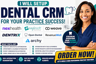 setup dental crm nexhealth eaglesoft weave dentrix open dental revenuewell archy