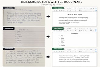type handwritten notes and documents into word or PDF