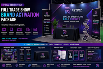 design full trade show brand activation package booth, banners and social assets