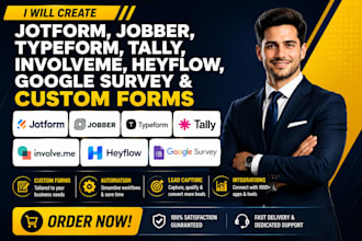 create jotform jobber typeform tally involveme heyflow google survey custom form