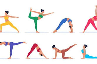 draw exercise, yoga, fitness poses and workout illustrations