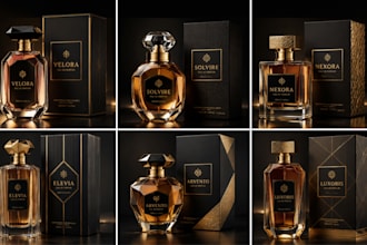create luxury perfume packaging with logo and custom label design