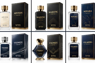 create luxury perfume packaging with logo and custom label design