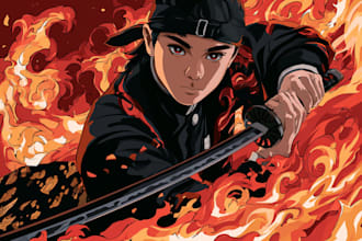 turn your photo into demon slayer anime style illustration
