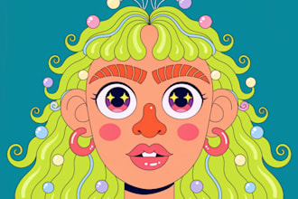 create a cute and amazing cartoon portrait