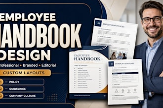 employee handbook, editorial design, professional handbook layout