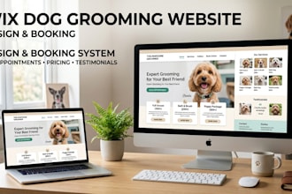 design wix dog grooming website, pet booking website, appointment website