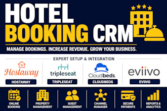 setup hotel booking crm hostaway tripleseat cloudbeds eviivo short term website