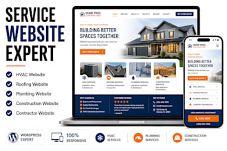 design hvac roofing plumbing construction and contractor website on wordpress