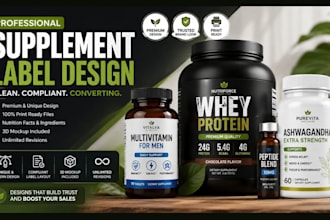 design product label supplement label and bottle label