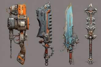 design creative concept art of weapons and items