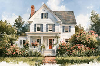 watercolor house portrait painting